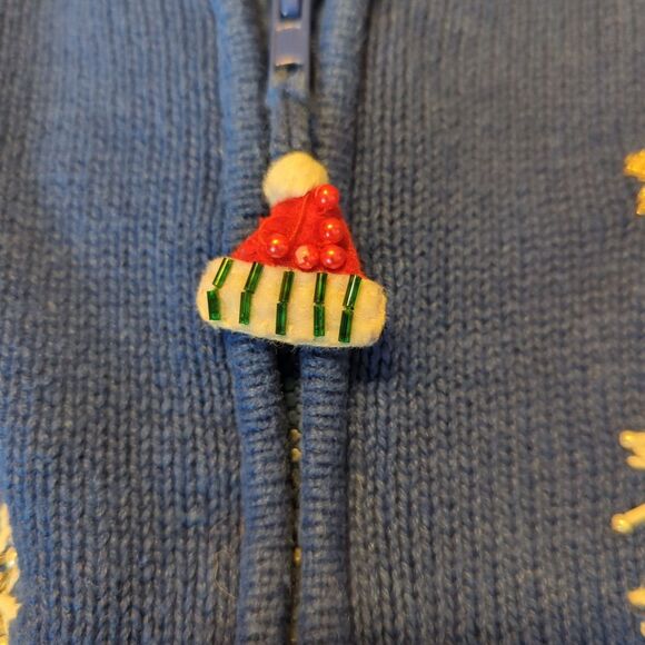 Tiara International Cardigan Sweater Womens Medium Blue Christmas Snowmen Ugly - Picture 8 of 8